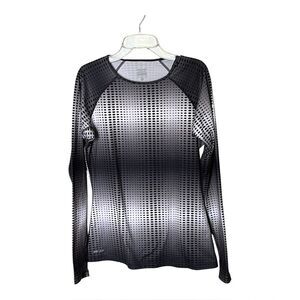 Nike Pro Dri-Fit Black and Gray Dot Print Long Sleeve Top Shirt Size Medium